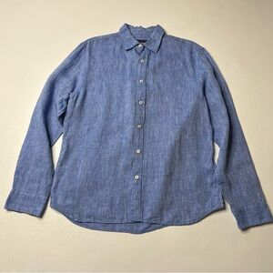 Banana Republic 100% Linen Blue Standard Fit Button Up Shirt Mens Size M